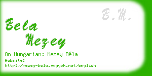 bela mezey business card
